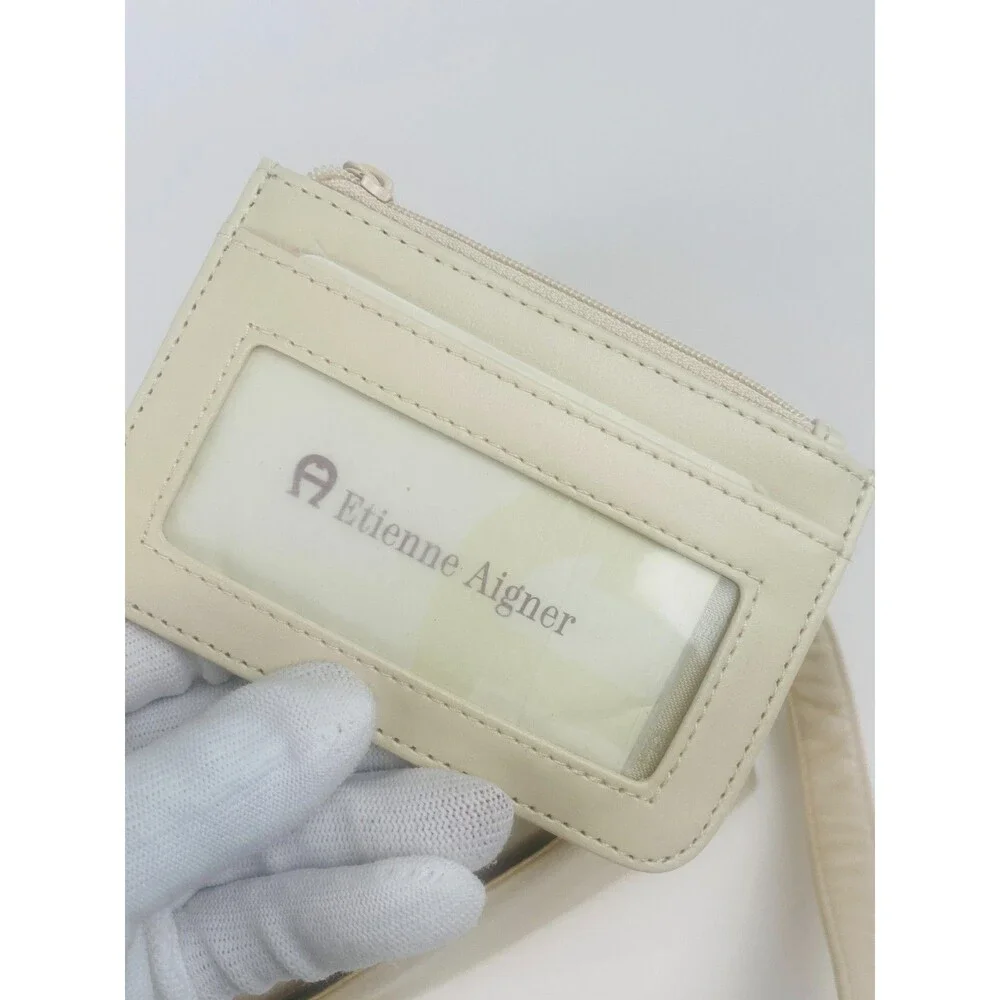 Vintage Etienne Aigner Ivory Leather Crossbody Shoulder Flap Bag Gold Hardware